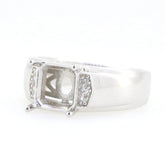 Men's Sterling Silver Semi Mount Ring Setting Emerald OCT 8X8mm - Syzjewelry